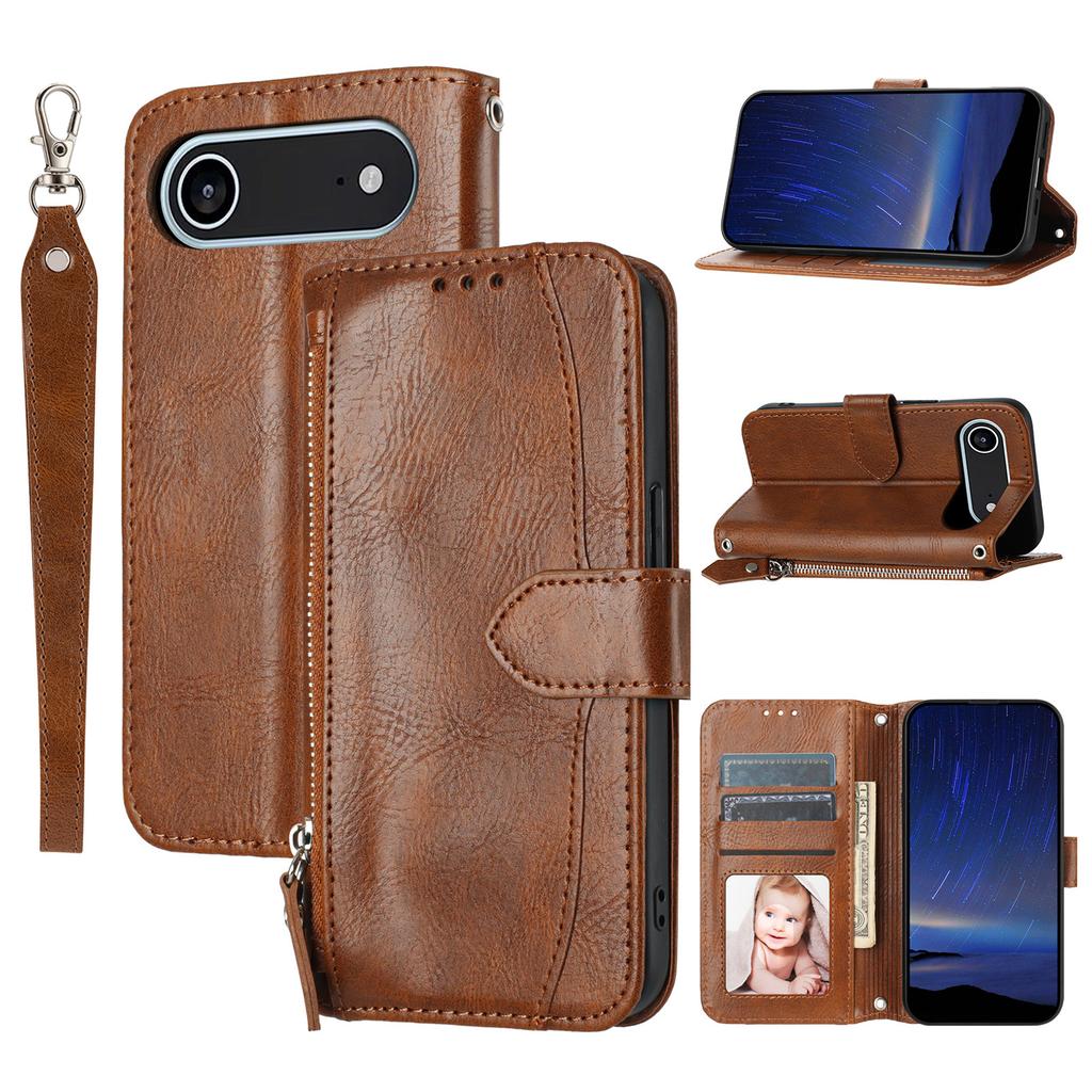 For iPhone 16 Pro Case Panda Imprint RFID Blocking Wallet Leather Phone Cover with Wrist Strap