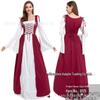 European and American Vintage Medieval Renaissance Square Neck Lace-Up Corset Halloween Costume Dress