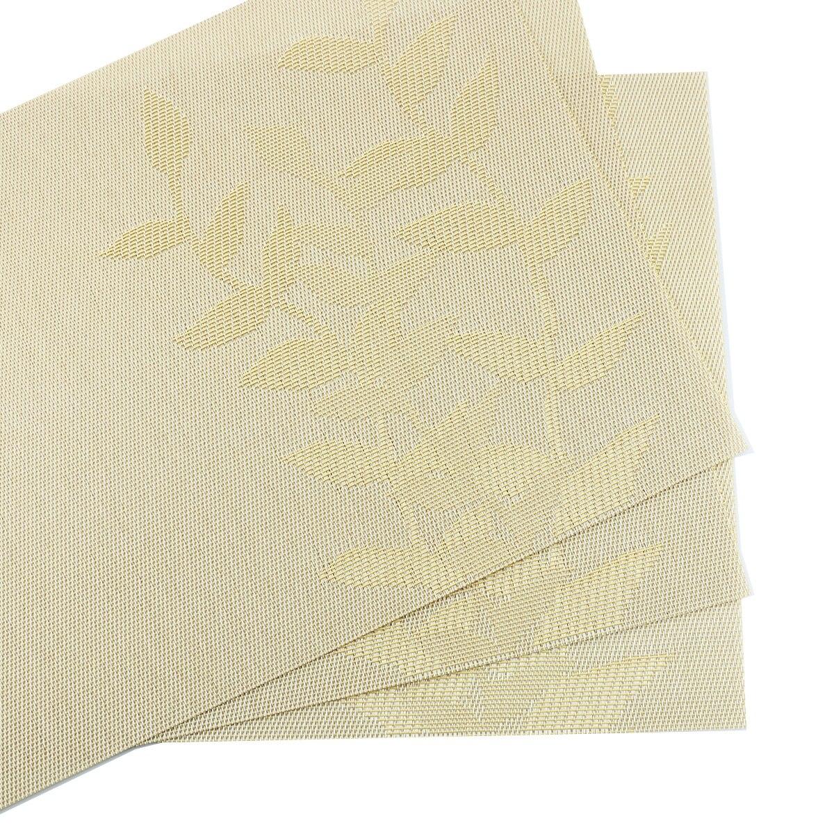 6 шт. ПВХ коврики для стола Нескользящие водонепроницаемые салфетки лист цветок дерево — фото 22