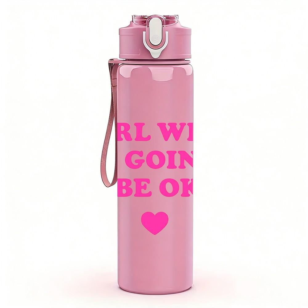 1PC Girl Who Is Going To Be Okay 750ml Color Plastic Sports Water Bottle Leakproof Flip Straw Lid Suitable for Sports Office Home Use