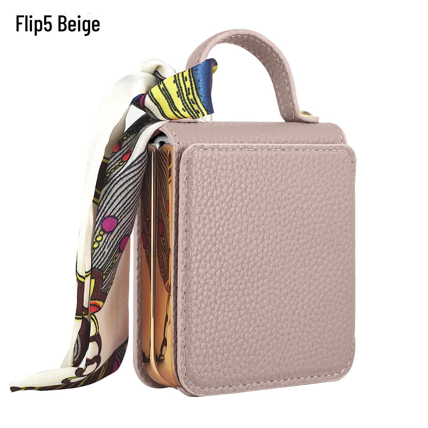 

Чехол для зеркала для макияжа из искусственной кожи с шелковым шарфом для Samsung Z Flip 6/5/4 Samsung Z Flip3