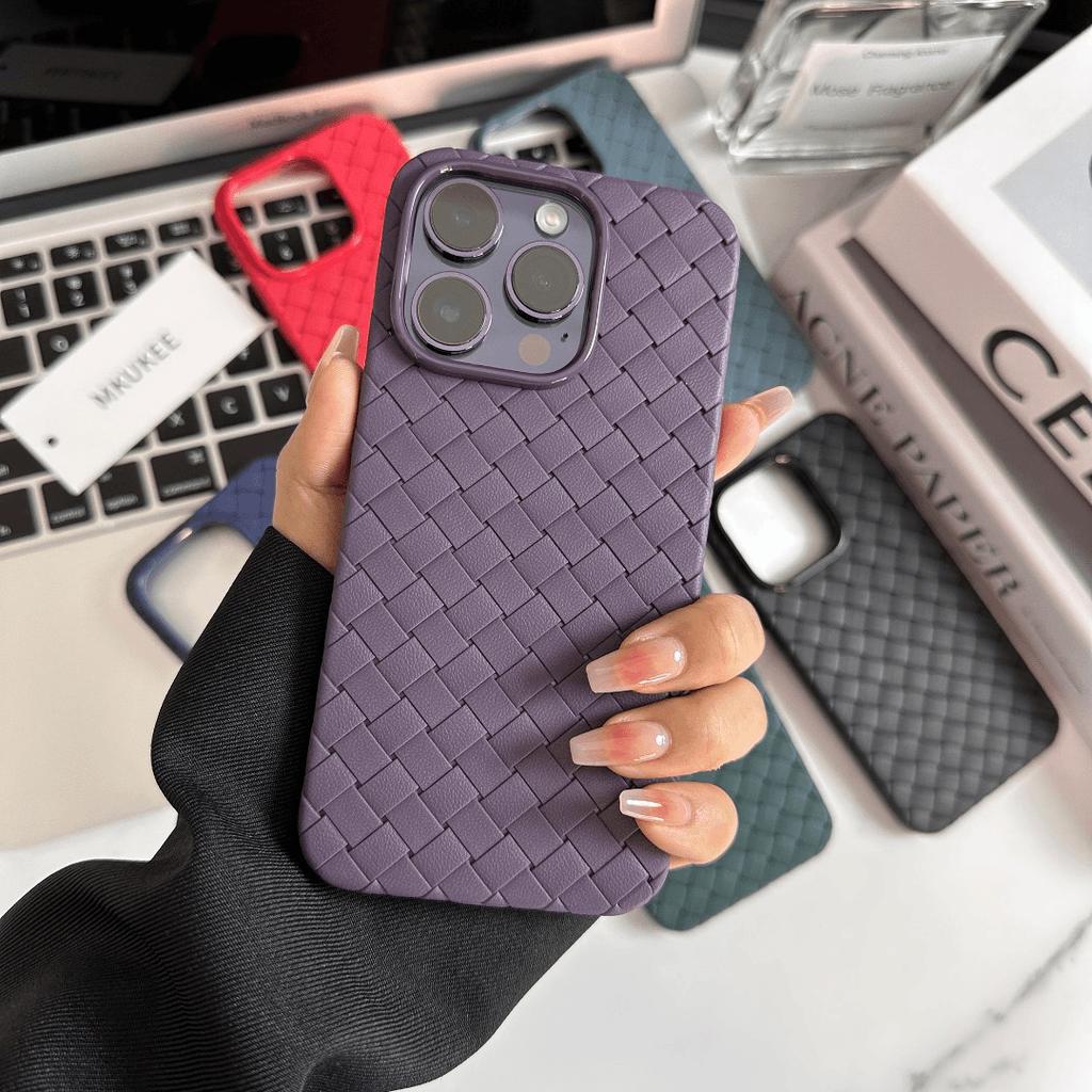 Applicable To IPhone 16pro Mobile Phone Case Apple 15 Mobile Phone Case Solid Color Braided Heat Dissipation and Breathable Tpu Protective Case Soft