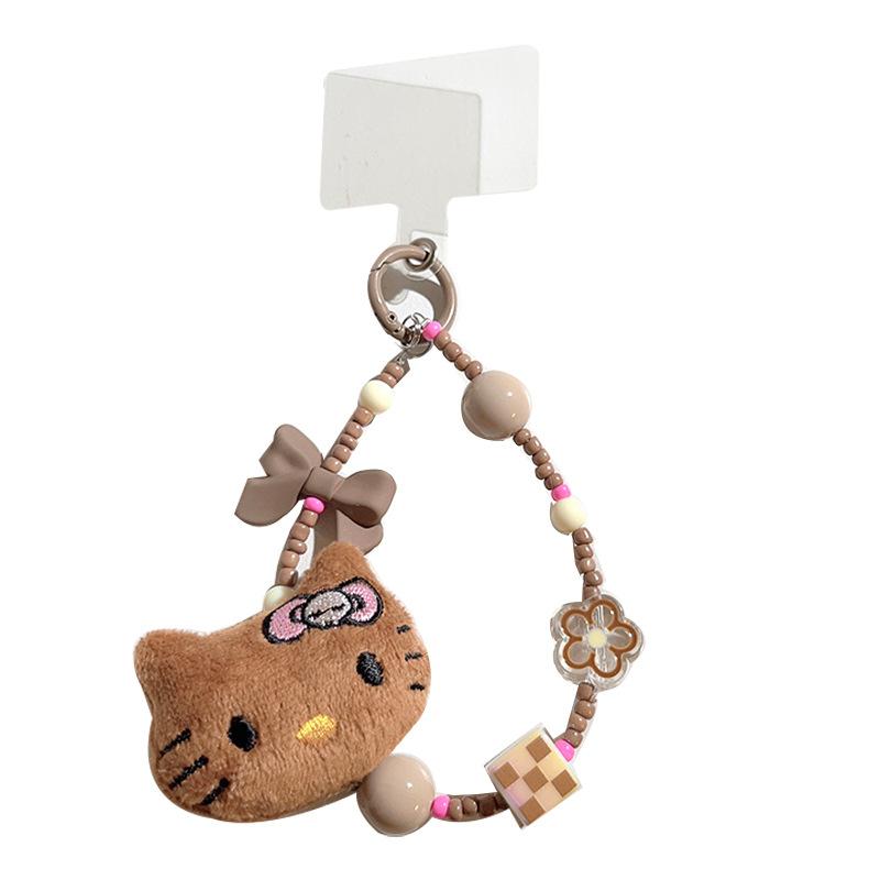 Kawaii Colorful Beaded Keyring Cute Cartoon Phone Strap Wrist Strap Backpack Pendant Ornament Girl Gifts