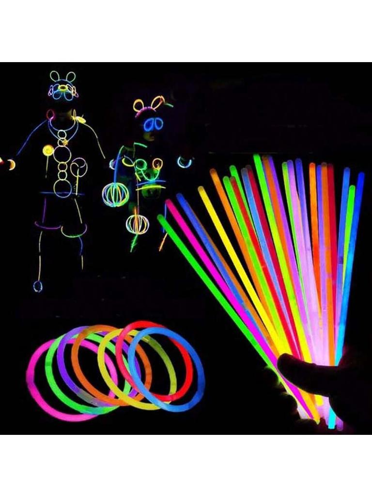 100Pcs Fluorescence Sticks Party Multicolor Glowing Stick Bright Colorful Light Bright Bendable Glow Bracelet Party Supplies