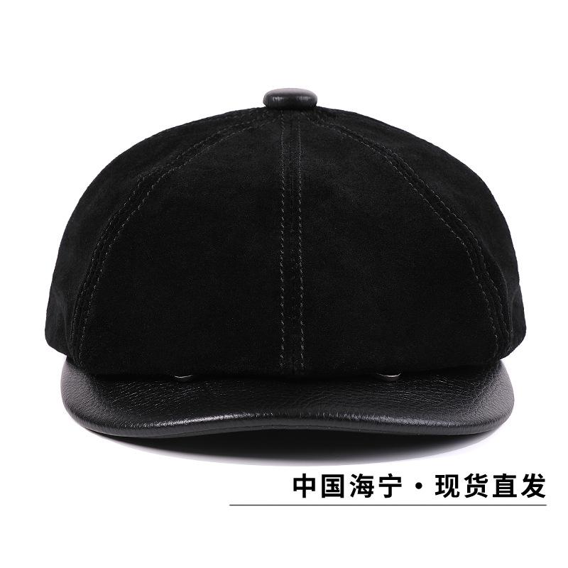 Men Casual First Layer Cowhide Leather Cap Men Real Cowhide Leather Caps Male Fall Genuine Real Cow Leather Berets