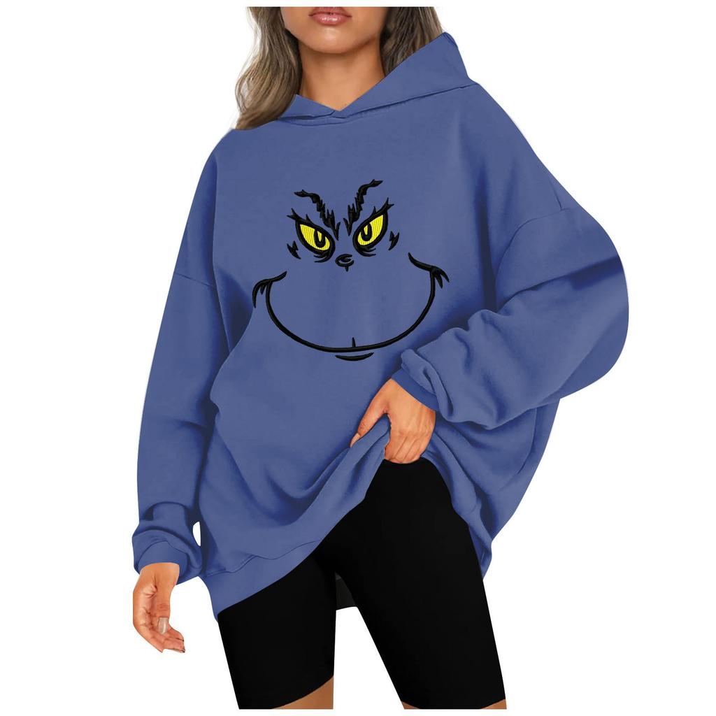 Women's Fashion Casual Hooded Sweatshirts Long Sleeve Christmas Printed Sweatshirts Top