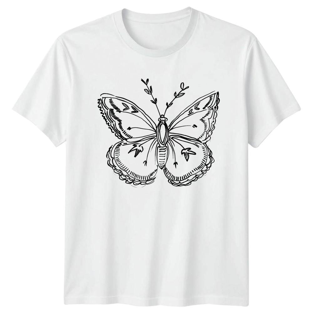 Detailed Botanical Sketch Butterfly Unisexs TShirt Nature Birthday Gift For Her S