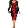 V-neck summer new mesh long-sleeved dress women's clothing