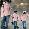 Girls' 2025 Korean Style Fuzzy Hooded Sweater - Autumn/Winter Warm, Loose Pullover