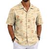 Men's Summer Hawaiian Print Cuban Collar Shirt Lightweight Breathable Short Sleeve Button Down Casual Beach Shirt