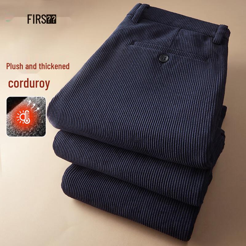 FIRS Men s Plush-Lined Corduroy Straight-Leg Casual Pants 38