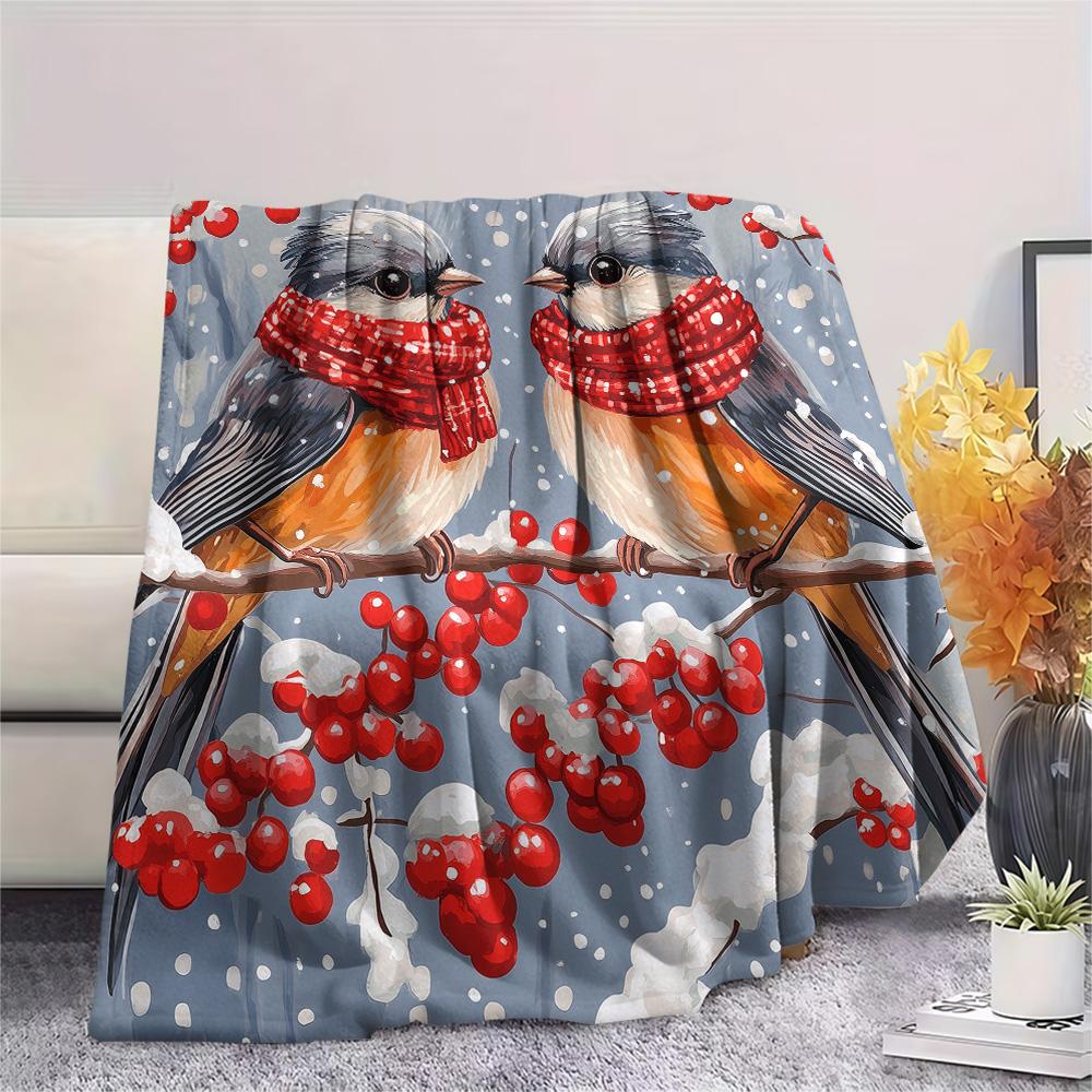 Branch Birds  Print Flannel Blanket, High Quality Comfortable for All Seasons, Home Decor, Warmth and Comfort