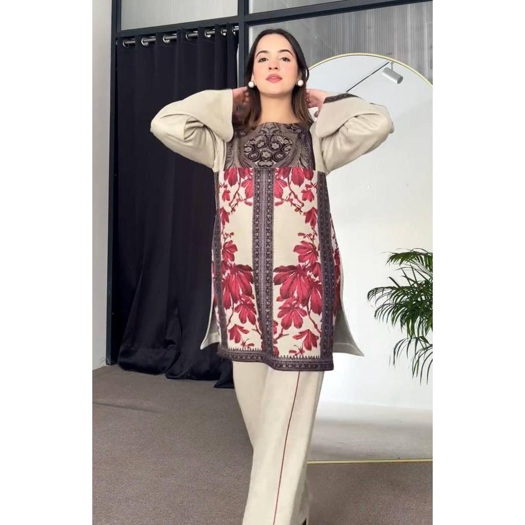 *Launching New  Đěsigner Party Wear Look Pur Natural Crepe Top&plazzo Co-ords Set*