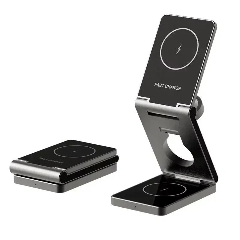 Alloy 3 in 1 Wireless Charger Stand Magnetic Fast Charging Station For iPhone 16 15 14 13 Pro Max Samsung  Watch