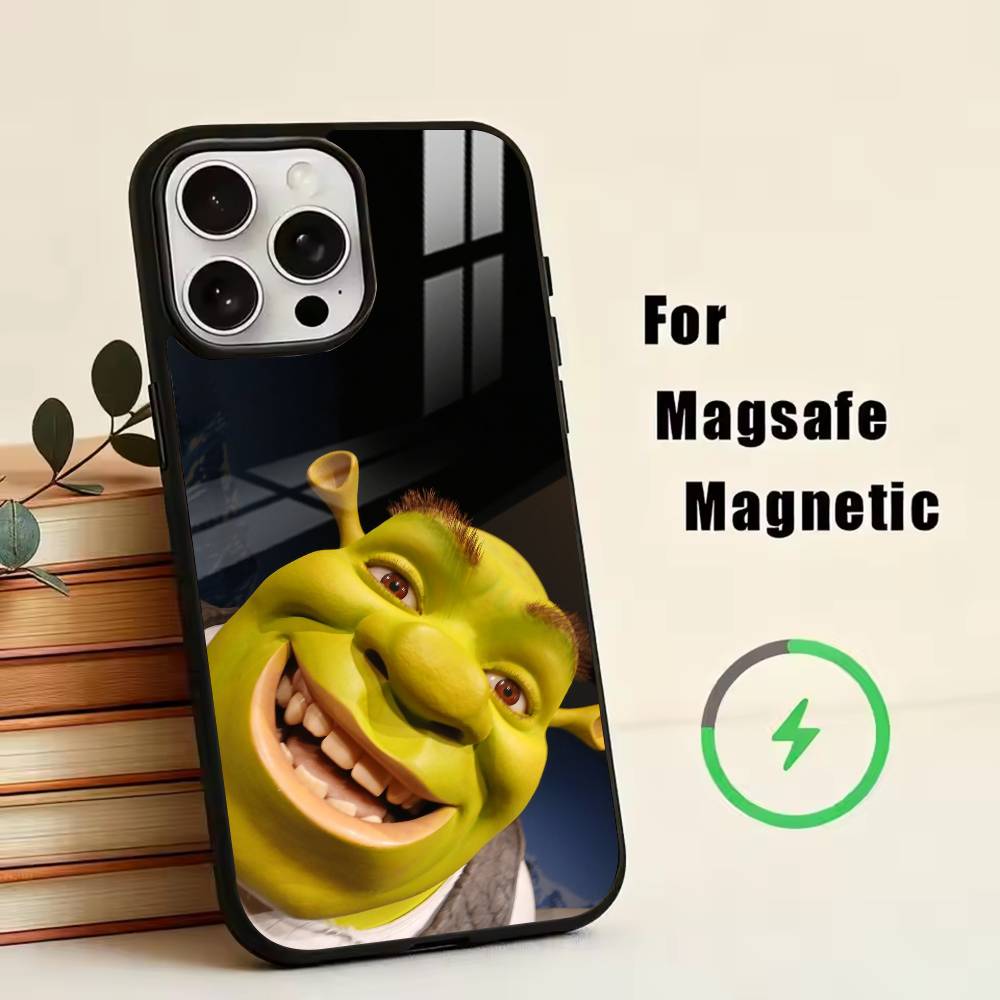 Cute S-Shrek Phone Case For iPhone17,16,15,14,13,12,11 Plus,Pro Magnetic with Magsafe Wireless Charging