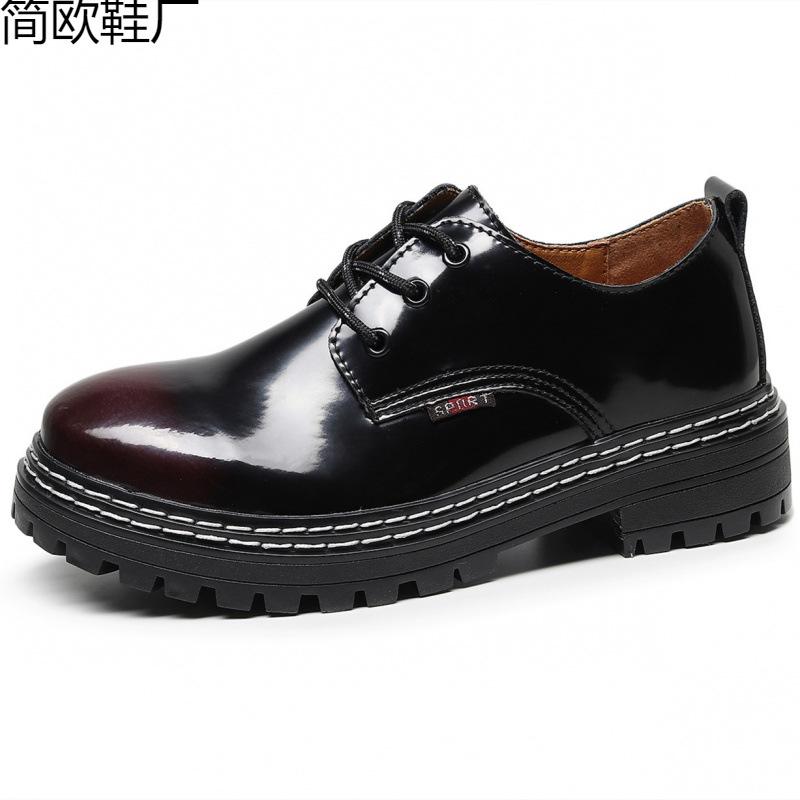 Double line personalized low-top small leather shoes men's leather large size short boots round head couple casual worker