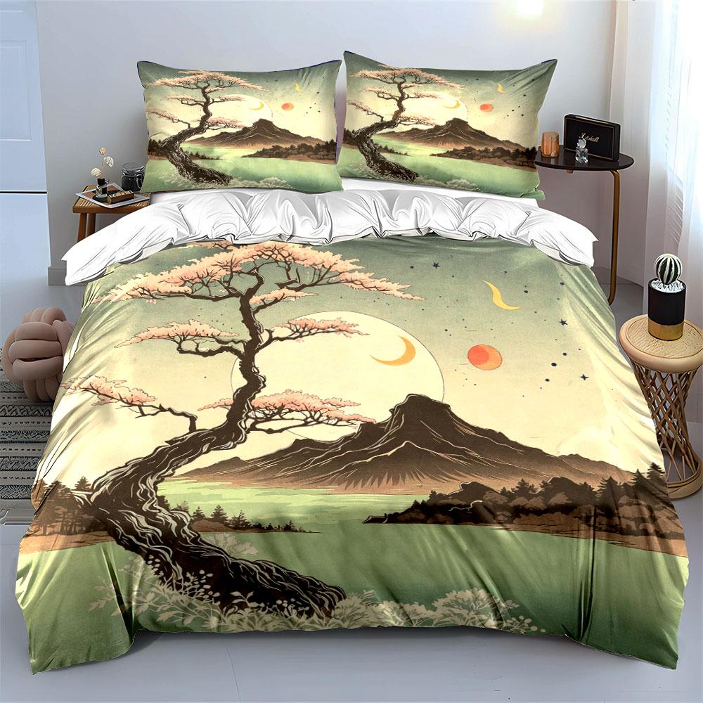 Landscape Art Poster Set Soft Comfortable Duvet Cover Bedding Set Included 1*Duvet Cover & 2*Pillowcases, Gift
