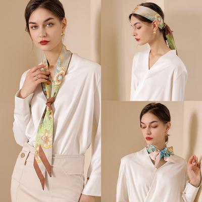 New Women Long Printing Silk Scarf Soft Satin Neck Hair Tie 6cm*150cm Fashion Elegance Office Hijab Headband
