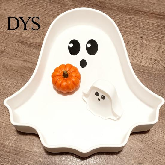 PLA Material Tray Cute Ghost Tray, 3D Printed Halloween Shape Desktop Storage Dish, Small Item Organizer Key Jewelry Candy Tabletop Decor for