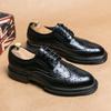 Mode Herrskor Brogues Läderskor Business Casual Krokodilmönster Lädersko Andningsbara Mjuka Sula Klänningsskor Herr Svart