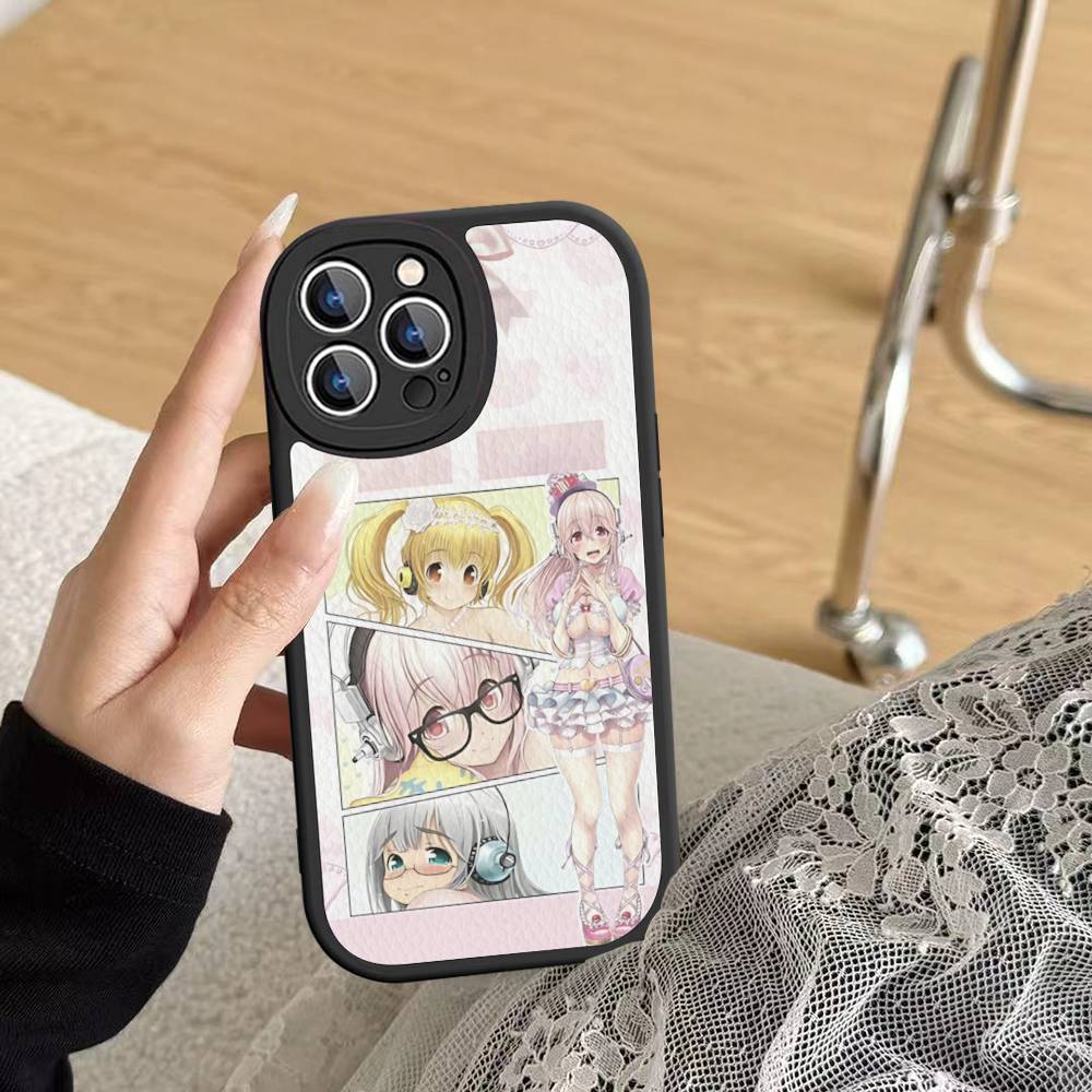 Classic Virtual Singer Super S-Sonico Leather Phone Case For IPhone 16 15 14 17 Pro Max 11 12 Mini Plus Soft Shell