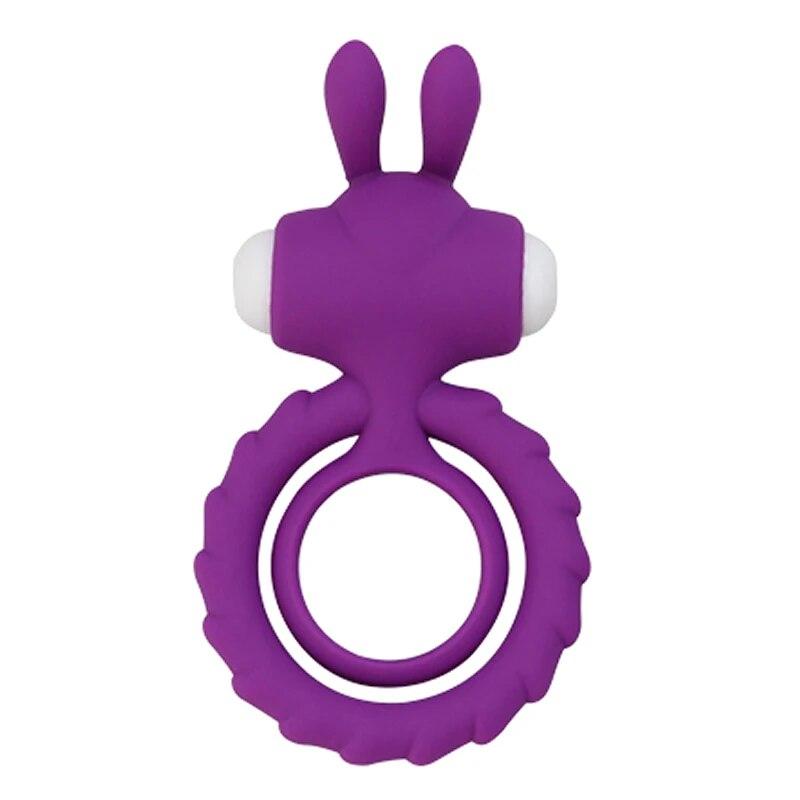Unisex Double Vib Powerful Soft Silicone Dual Vibrating Cock Ring Penis Ring Double Rings for Couples Enhancing Harder Erection