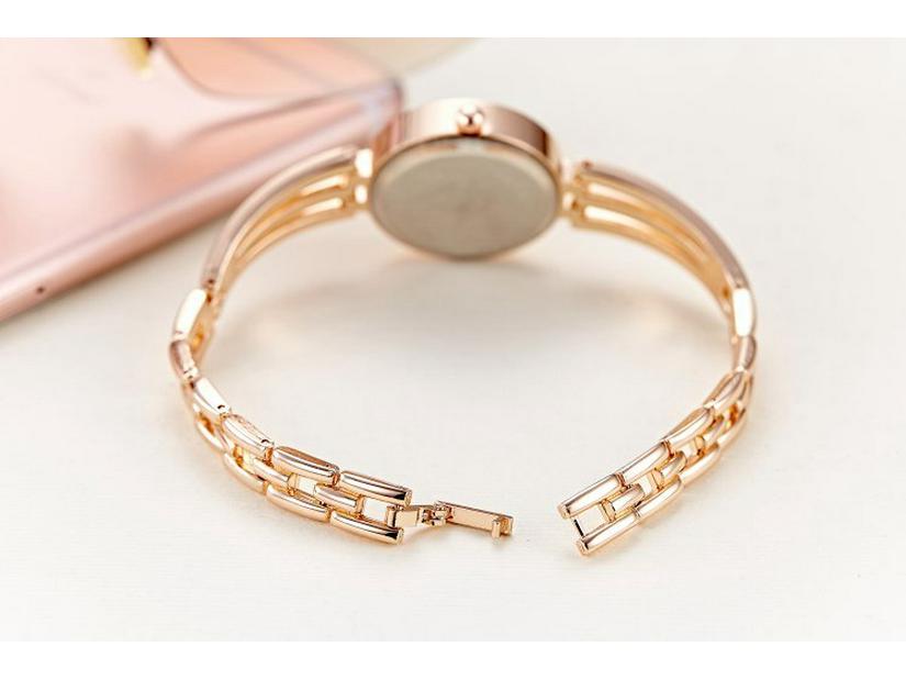 Echte Damen Strass Stahlband Runde Uhr - Koreanischer Stil Studentenmode