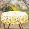 1 Piece Of Spring And Summer Floral-Themed Round And Rectangular Tablecloths, Available In Various Sizes, Yellow Daisy And Bee Pattern Printing Design