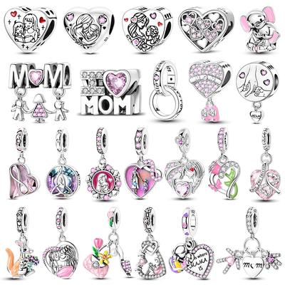 Kupferanhänger Liebe Mama Mutter Familie Anhänger Charms Perlen Muttertag Passend für Original Armband DIY Frau Schmuck Geschenk