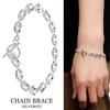 Gin no Silver 925 Puff Marina Chain Bracelet with Mantle and Simple Anchor Marine and Toggle Clasp [Shinjuku Kura] T-Bar, 18cm, Design, Design,