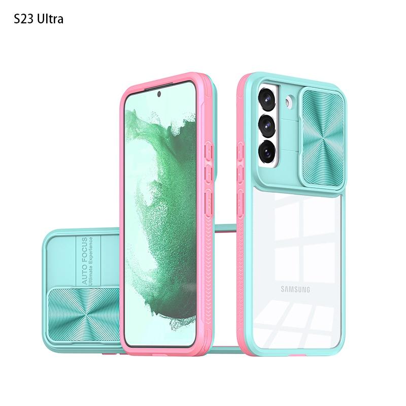 Protective And Stylish! Two-in-one Samsung S23 Ultra Phone Case In Trendy Colors Navy Blue Blue+pink Chinese Red Purple Olive Green Black Pink+green