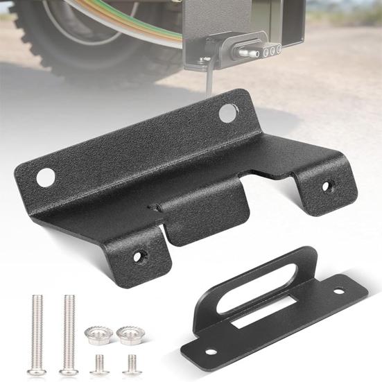 Trailer Mounting Bracket Easy Installation 4-Pin Trailer Connector with Screws Rust-Proof Carbon Steel Mounting Hardware
