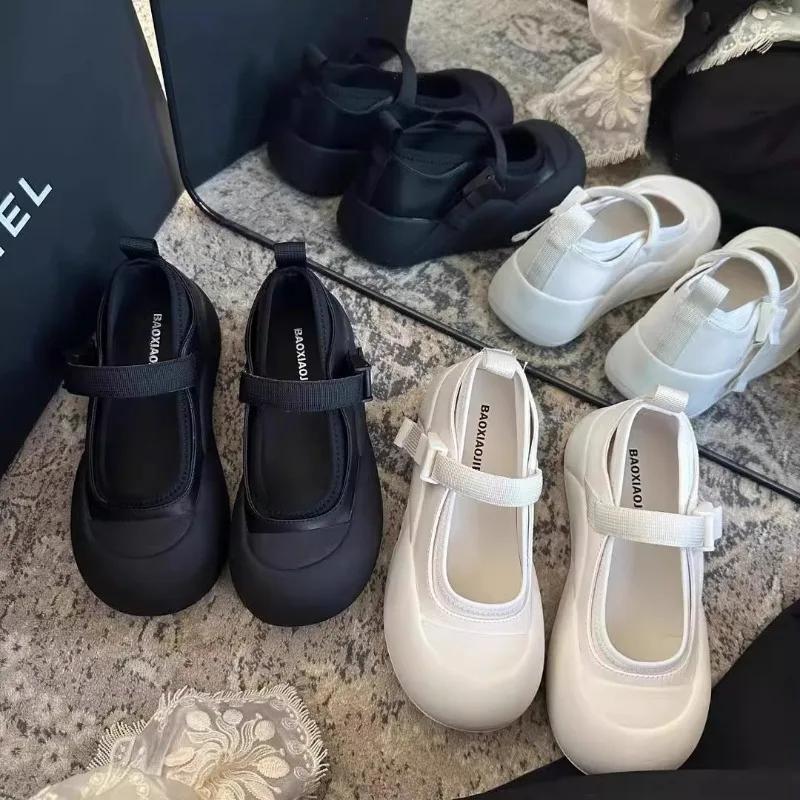 Fashion 2025 Ladies Shoes Cover Heel Women's Sandals Platform Casual Sandals Women Round Toe Shallow Buckle Strap Flat with Shoes Female