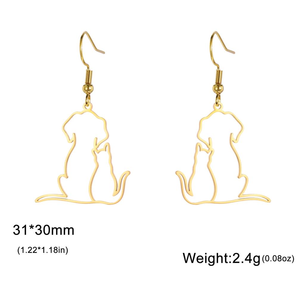 Cazador Hugging Cats Kittens Earrings for Women Stainless Steel Cute Dog Dangle Earrings 2026 Trend Jewelry Birthday Gift