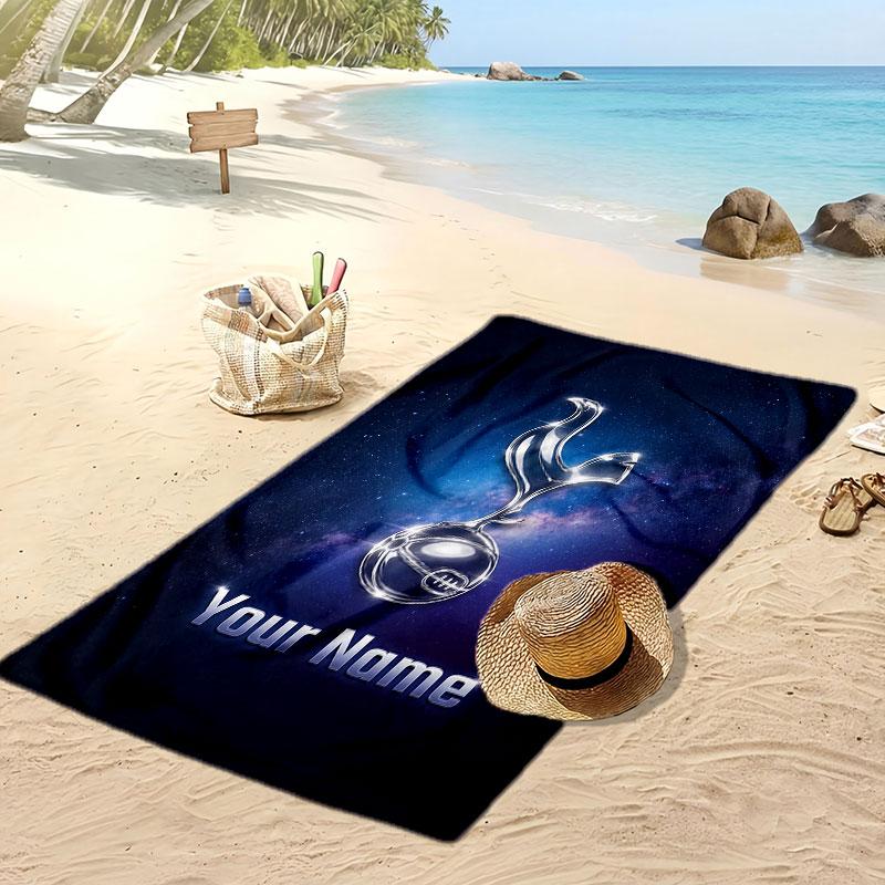 Tottenham Hotspur FC Personalized Printed Beach Towel Soccer Logo Support Custom Name Text Absorbent Towel For Sport Travel Special Gift