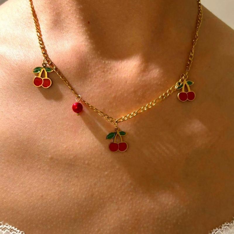 Stylish Versatile Fruit Inspired Charm Chain Customizable Length Comfortable For Everyday Outfits