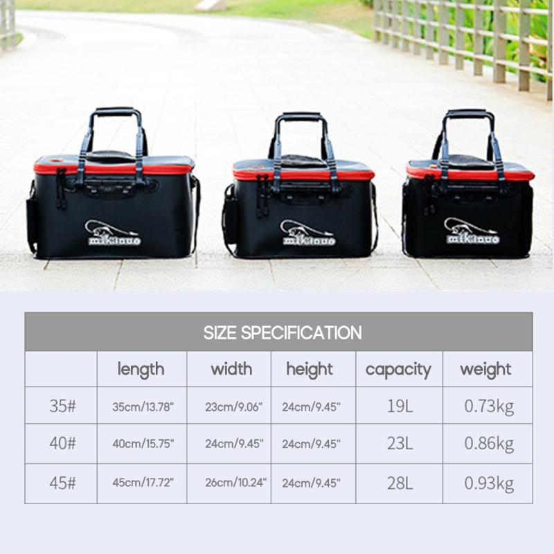 Living Fish Bucket Folding Fishing Bucket Multi-function Live Fish Baits Bucket Live Fish Container for Hiking Camping