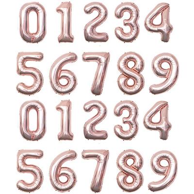 21 Inch Kleine Cijferballonnen 0 9 Bruiloft Bruiloftszaal Baby Verjaardagsfeest Decoratie Aluminiumfolie Roségoud Ballonnenset