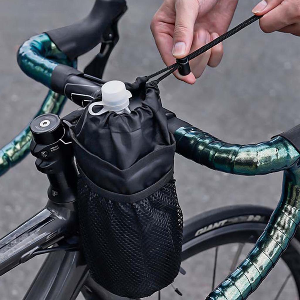 Bicycle Bag Bike Bottle Holder Handlebar Stem Thermal Bag with Mesh Pocket Coffee Cup Holders Cycling Water Bottle Carrier Bag
