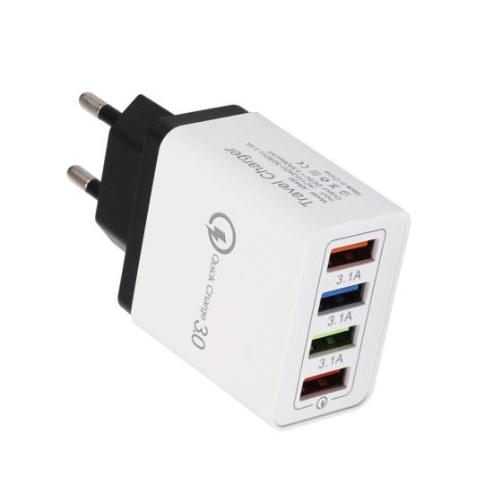 Portable Travel 4 USB Ports Fast Charging QC 3.0 Wall Charger Power Adapter