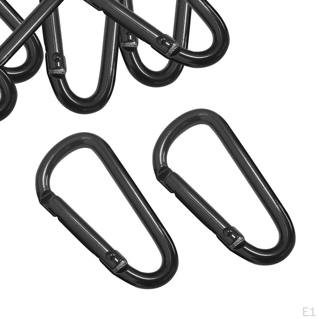 10 Pcs Aluminum Carabiner Key Chain Durable D Shaped Hook Buckle Clips for Camping,