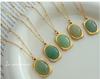 18K Gold-Plated Titanium Steel Necklace with Square Pendant and Natural Stone Inlay