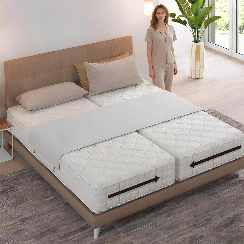 Large Double Mattress Connector Bed Bridge Converter Twin To King Filler With Sheet Straps For Families Couples Guest