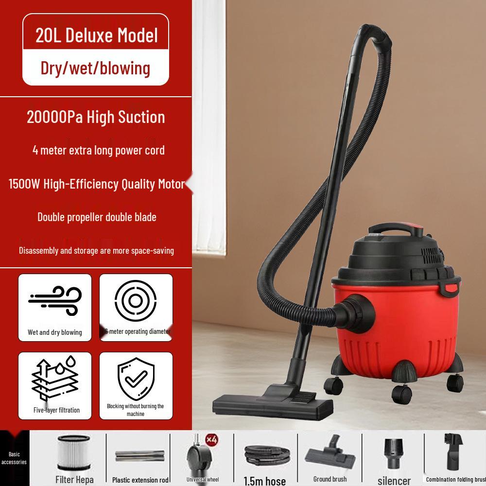 High-Power Three-in-One Wet Dry Vacuum Cleaner with Strong Suction for Household and Commercial Use