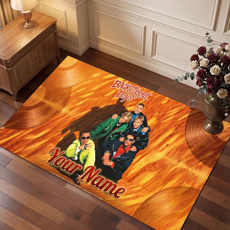 Backstreet Boys Personalized Crystal Velvet Carpet, Customized Name Text Soft Anti‑Slip Rug for Living Room Bedroom