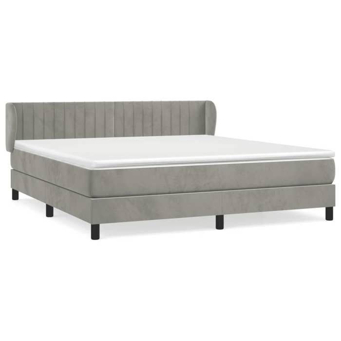 3127619 vidaXL Divan Bed and Mattress Light Grey 160x200cm Velvet