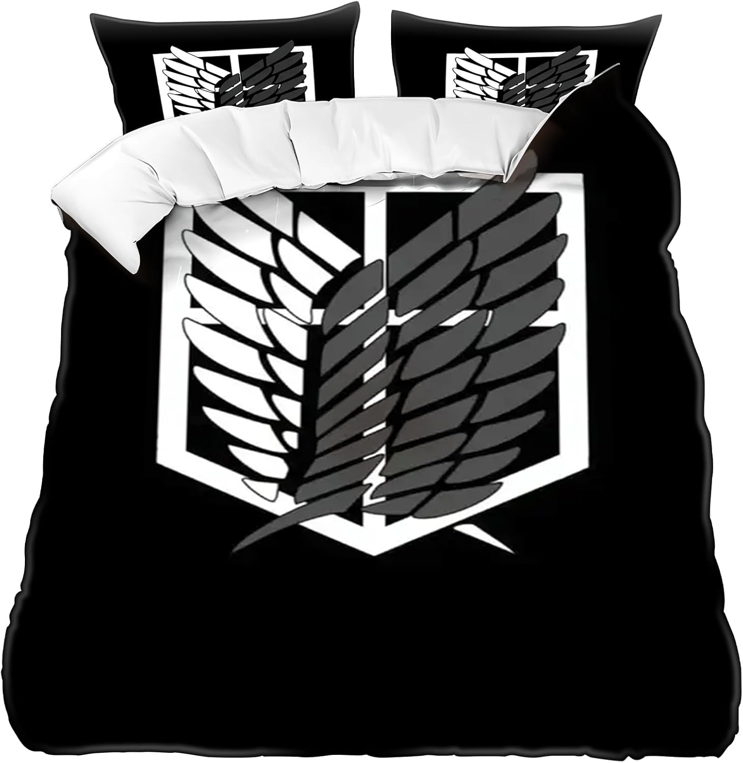 Ensemble de literie Attack On Titan Anime Impression 3D Housse de couette Cartoon Housse de couette avec taie d'oreiller Pour enfants Adultes 155x215cm 3pcs