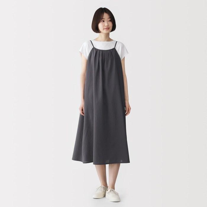 MUJI <Circulation> Women's Breathable Camisole Dress, BC2QAA6S, Charcoal Gray, S