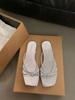 Fairy temperament French one-word slippers women's shoes wear 2025 new summer flat silver sandals