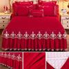 Luxury Princess Lace Bedspread Bed Skirt Sheets Thicken Quilted Fitted Bed Sheet Bedding Queen King Non-slip Mattress Cover for Queen